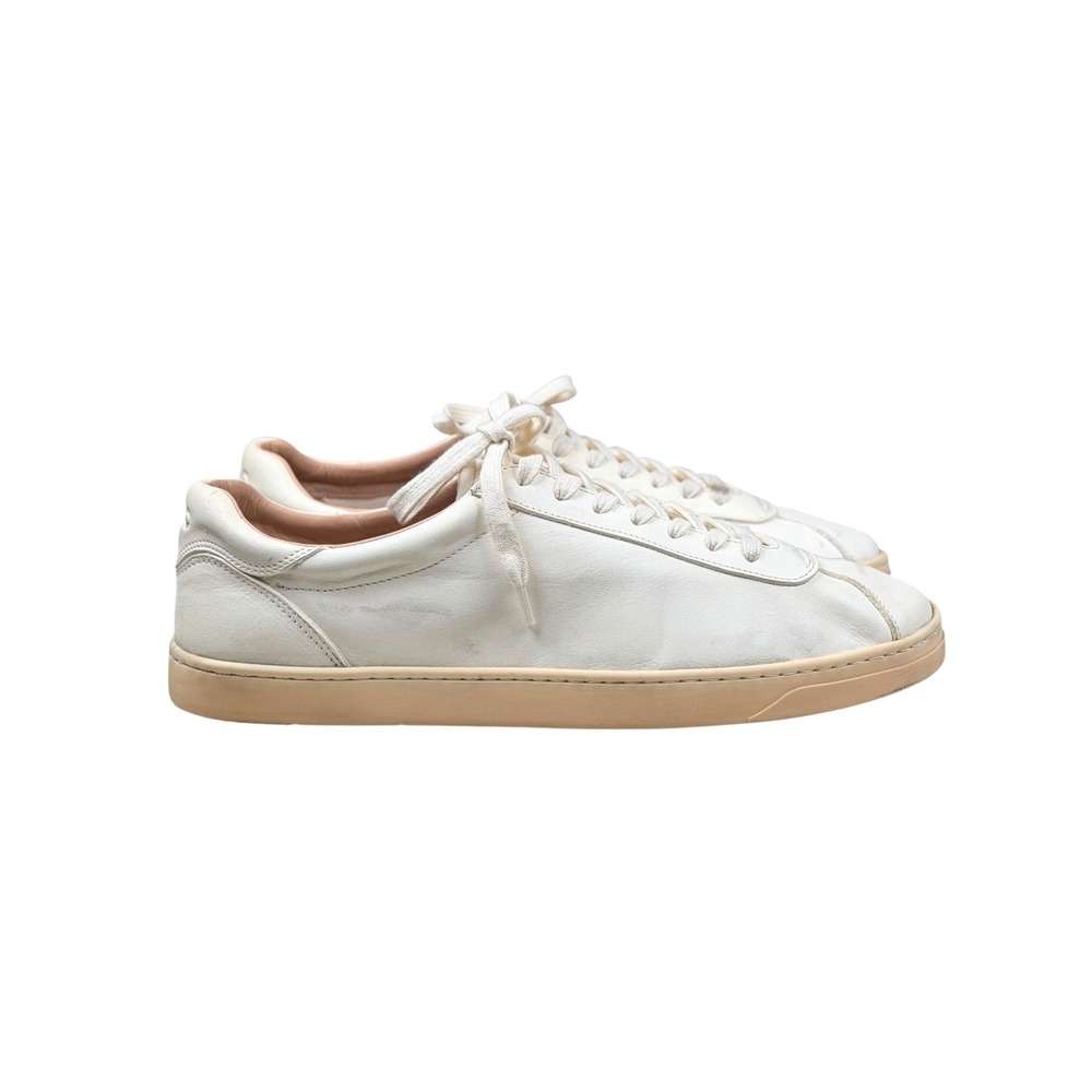 Koio Capri White Leather Low-Top Sneakers  Light Gum Sole Men's Sz 11 $265